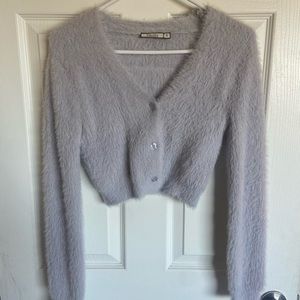 Furry Lavender Cropped Sweater